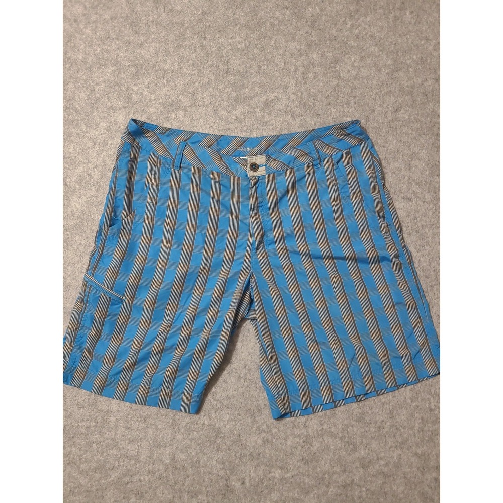 Columbia‎ Plaid Cargo Shorts Mens 40 Blue Omni-Shield Hiking Outdoors